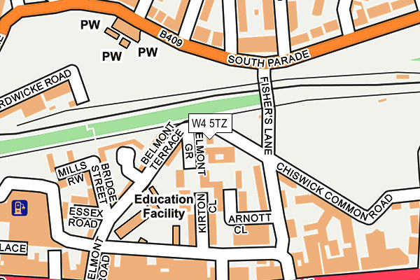 W4 5TZ map - OS OpenMap – Local (Ordnance Survey)