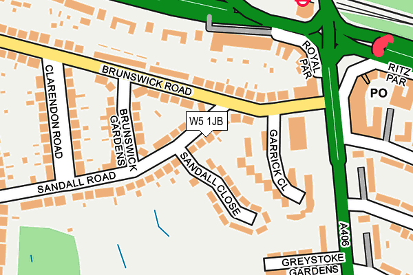 W5 1JB map - OS OpenMap – Local (Ordnance Survey)
