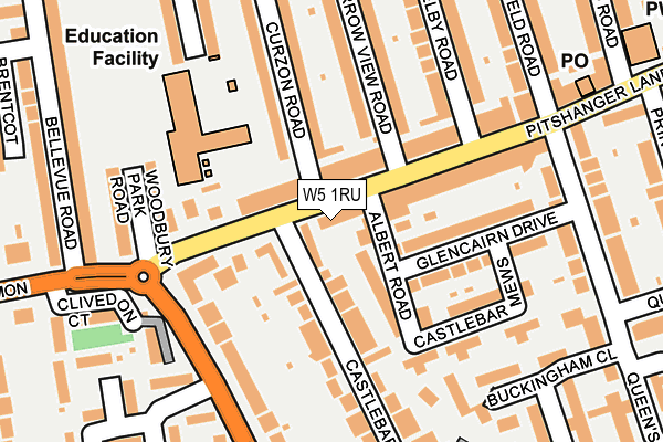 W5 1RU map - OS OpenMap – Local (Ordnance Survey)