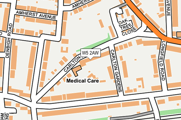 W5 2AW map - OS OpenMap – Local (Ordnance Survey)
