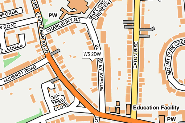W5 2DW map - OS OpenMap – Local (Ordnance Survey)