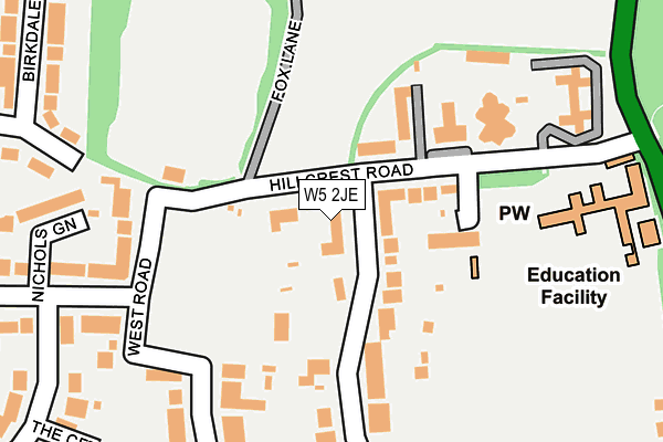 W5 2JE map - OS OpenMap – Local (Ordnance Survey)