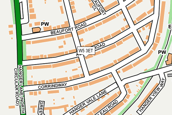 W5 3ET map - OS OpenMap – Local (Ordnance Survey)