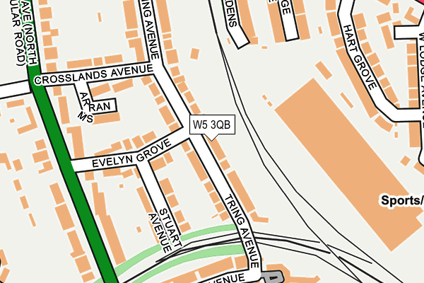 W5 3QB map - OS OpenMap – Local (Ordnance Survey)