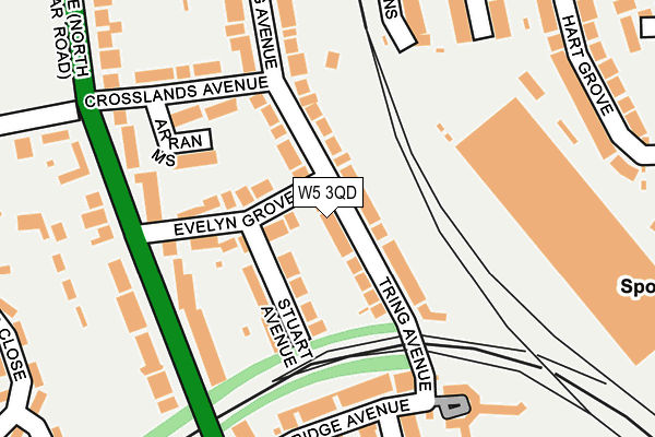 W5 3QD map - OS OpenMap – Local (Ordnance Survey)