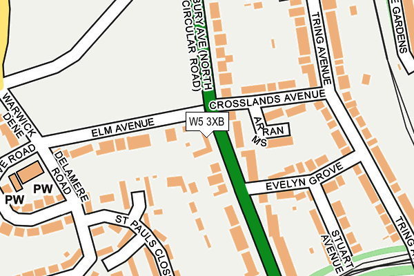 W5 3XB map - OS OpenMap – Local (Ordnance Survey)