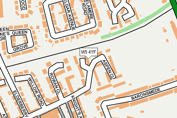 W5 4YF map - OS OpenMap – Local (Ordnance Survey)