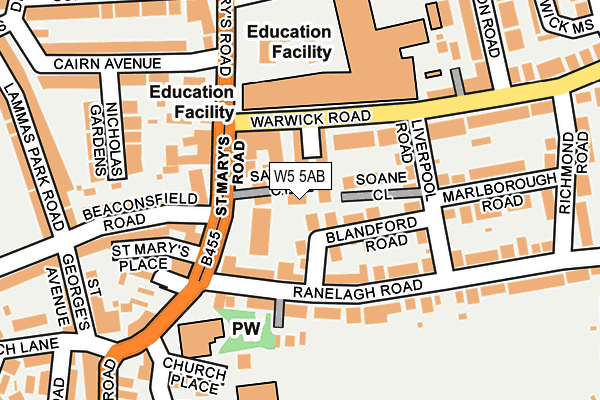 W5 5AB map - OS OpenMap – Local (Ordnance Survey)