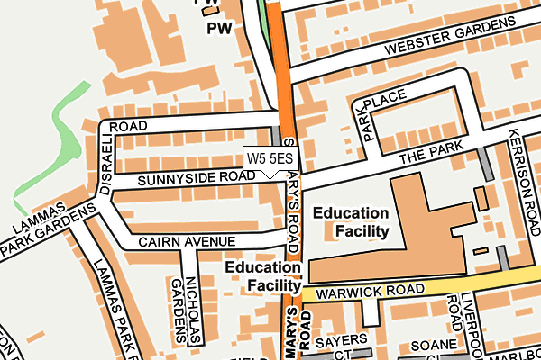 W5 5ES map - OS OpenMap – Local (Ordnance Survey)