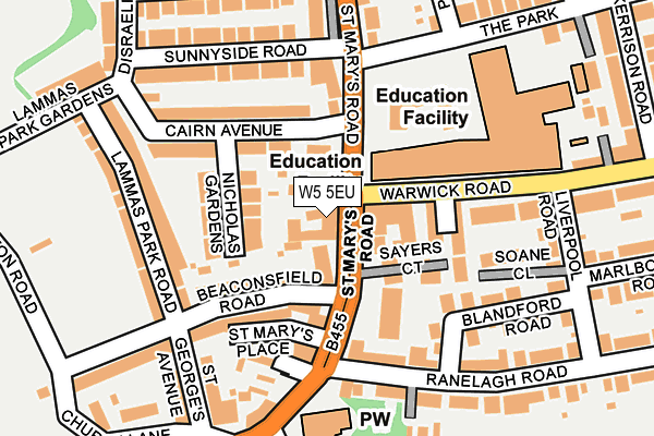 W5 5EU map - OS OpenMap – Local (Ordnance Survey)
