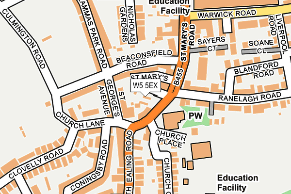 W5 5EX map - OS OpenMap – Local (Ordnance Survey)