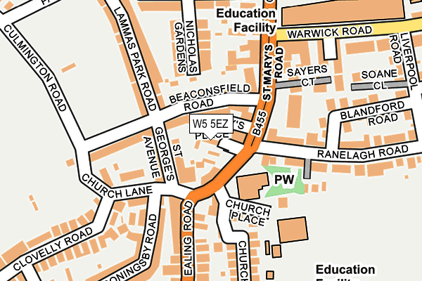 W5 5EZ map - OS OpenMap – Local (Ordnance Survey)