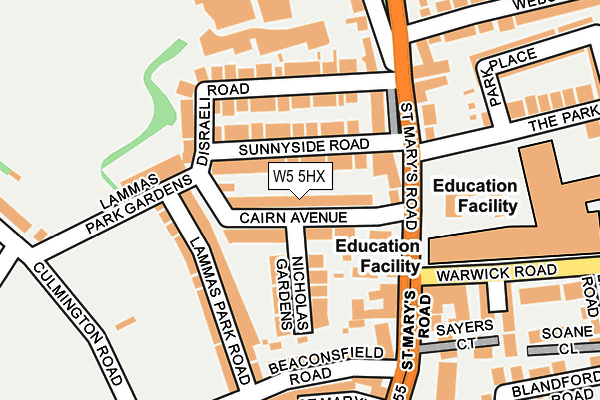 W5 5HX map - OS OpenMap – Local (Ordnance Survey)
