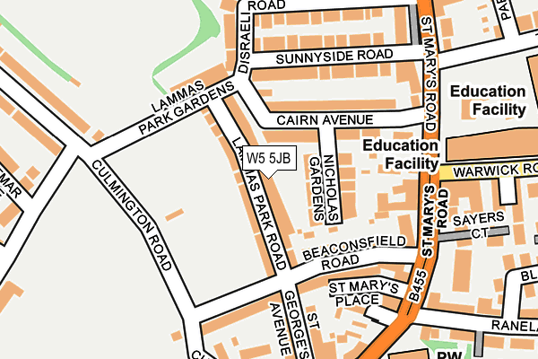 W5 5JB map - OS OpenMap – Local (Ordnance Survey)
