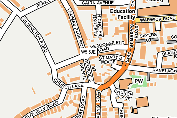 W5 5JE map - OS OpenMap – Local (Ordnance Survey)