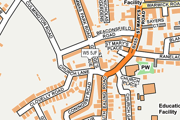 W5 5JF map - OS OpenMap – Local (Ordnance Survey)