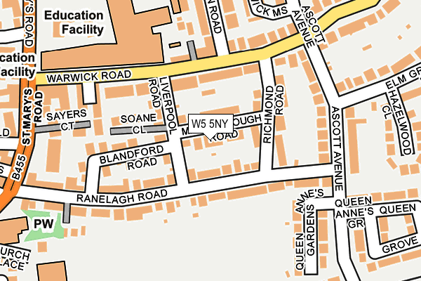 W5 5NY map - OS OpenMap – Local (Ordnance Survey)