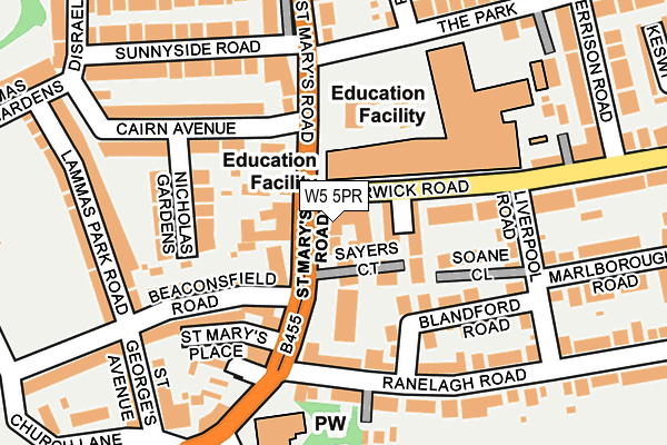 W5 5PR map - OS OpenMap – Local (Ordnance Survey)