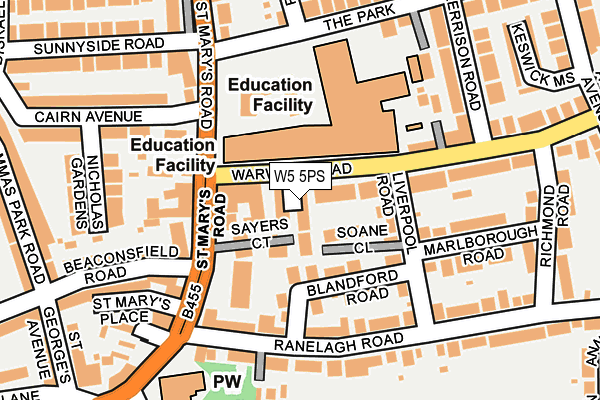 W5 5PS map - OS OpenMap – Local (Ordnance Survey)