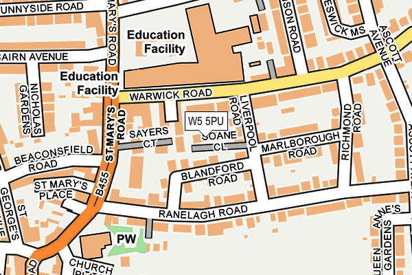 W5 5PU map - OS OpenMap – Local (Ordnance Survey)
