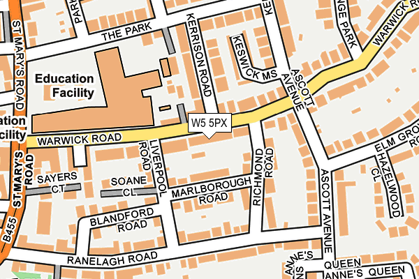 W5 5PX map - OS OpenMap – Local (Ordnance Survey)
