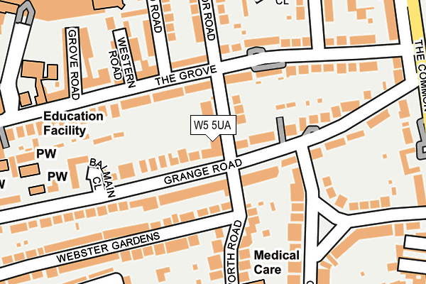 W5 5UA map - OS OpenMap – Local (Ordnance Survey)