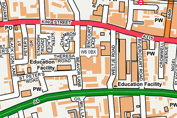 W6 0BX map - OS OpenMap – Local (Ordnance Survey)