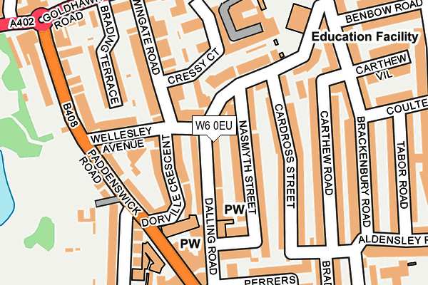W6 0EU map - OS OpenMap – Local (Ordnance Survey)