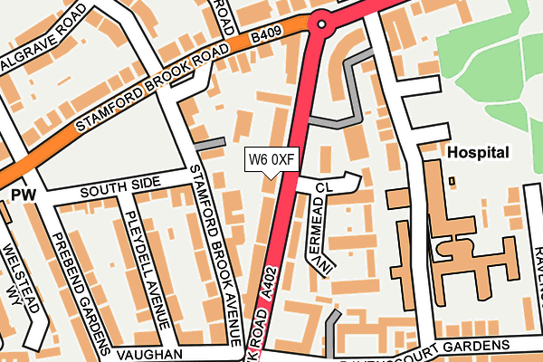 W6 0XF map - OS OpenMap – Local (Ordnance Survey)