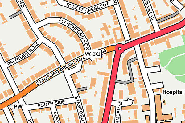 W6 0XJ map - OS OpenMap – Local (Ordnance Survey)
