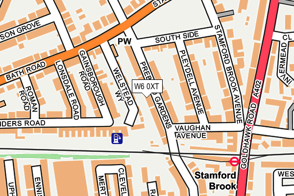 W6 0XT map - OS OpenMap – Local (Ordnance Survey)
