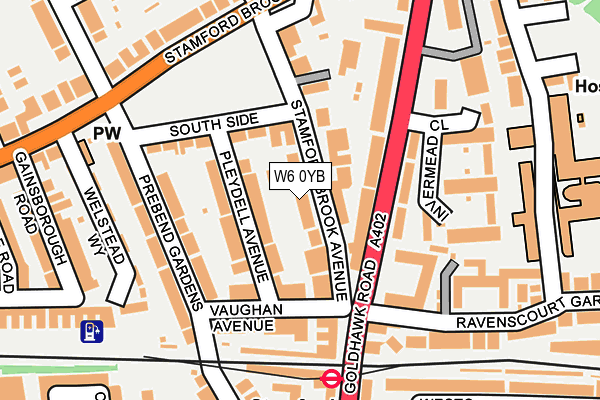 W6 0YB map - OS OpenMap – Local (Ordnance Survey)