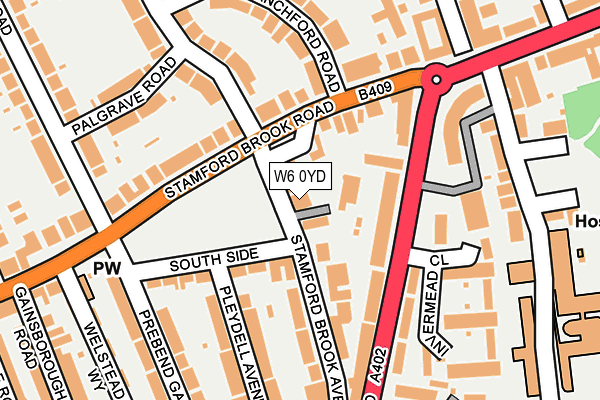 W6 0YD map - OS OpenMap – Local (Ordnance Survey)
