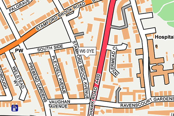 W6 0YE map - OS OpenMap – Local (Ordnance Survey)