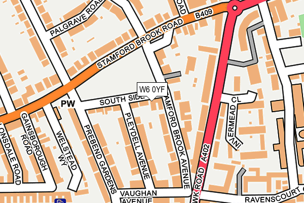 W6 0YF map - OS OpenMap – Local (Ordnance Survey)