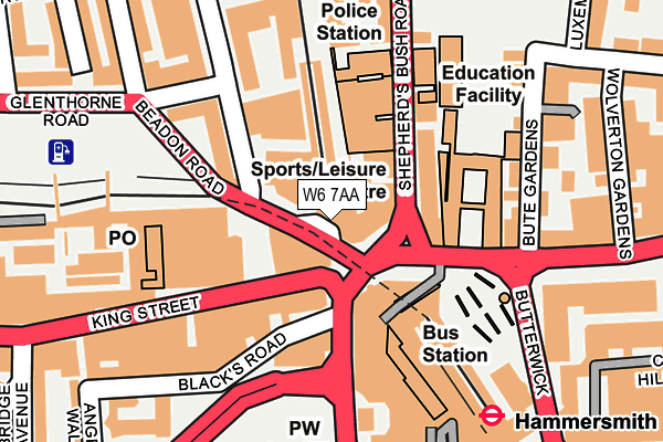 W6 7AA map - OS OpenMap – Local (Ordnance Survey)