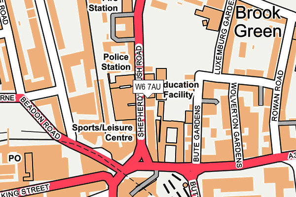 W6 7AU map - OS OpenMap – Local (Ordnance Survey)