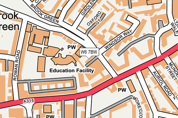 W6 7BW map - OS OpenMap – Local (Ordnance Survey)