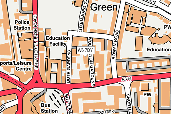 W6 7DY map - OS OpenMap – Local (Ordnance Survey)