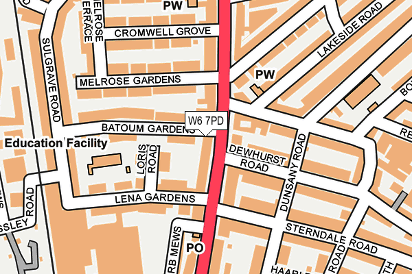 W6 7PD map - OS OpenMap – Local (Ordnance Survey)