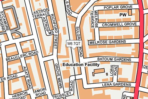 W6 7QT map - OS OpenMap – Local (Ordnance Survey)