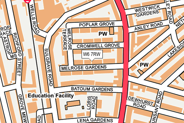 W6 7RW map - OS OpenMap – Local (Ordnance Survey)
