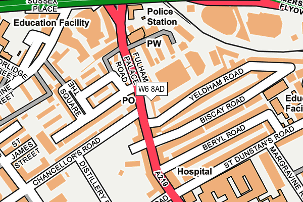 W6 8AD map - OS OpenMap – Local (Ordnance Survey)