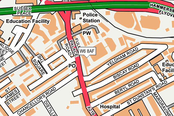 W6 8AF map - OS OpenMap – Local (Ordnance Survey)