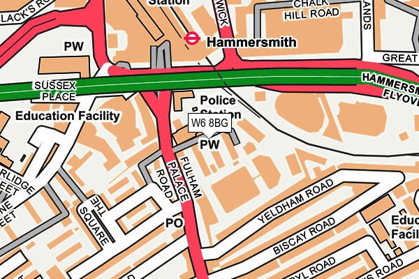 W6 8BG map - OS OpenMap – Local (Ordnance Survey)