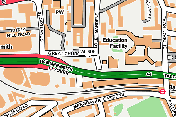 W6 8DE map - OS OpenMap – Local (Ordnance Survey)