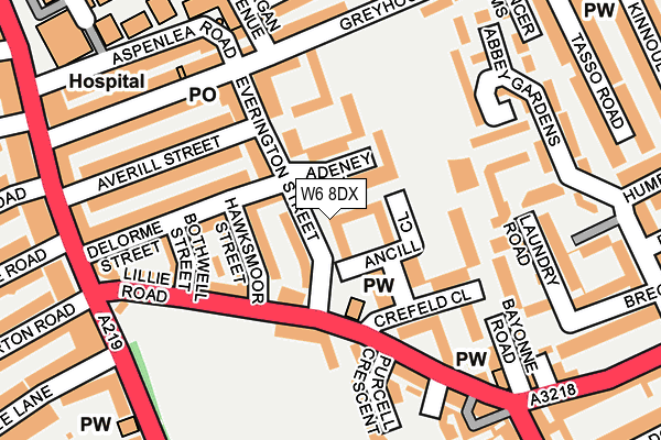 W6 8DX map - OS OpenMap – Local (Ordnance Survey)