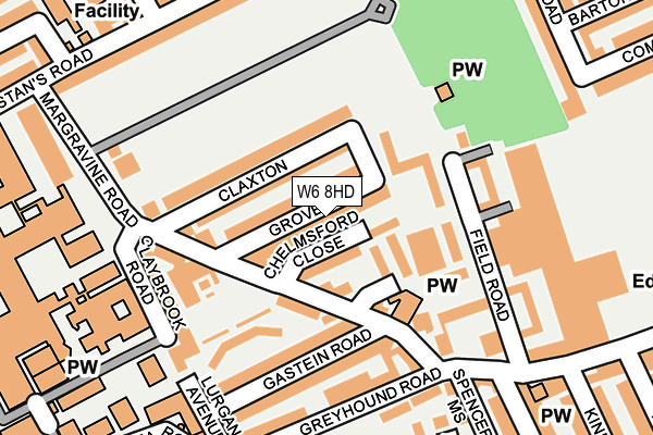 W6 8HD map - OS OpenMap – Local (Ordnance Survey)