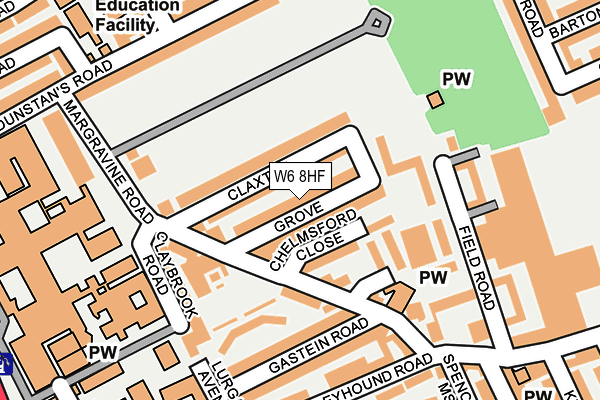 W6 8HF map - OS OpenMap – Local (Ordnance Survey)