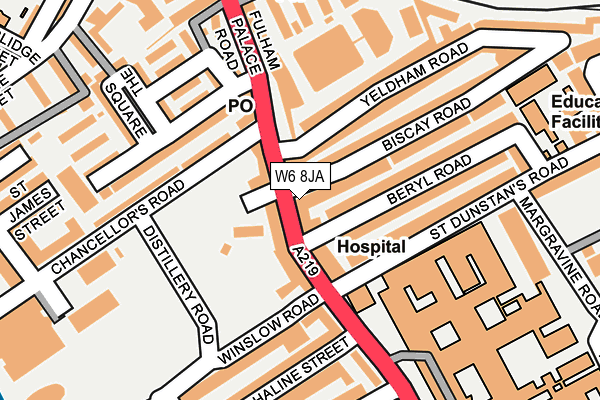 W6 8JA map - OS OpenMap – Local (Ordnance Survey)